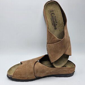 Unlisted Consoles Sandals Womens 7.5 M Slip On Slide Flats Brown Leather Italy